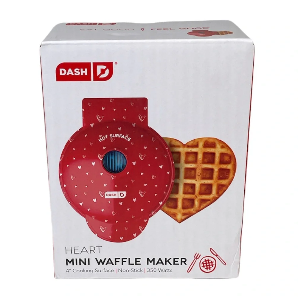 Dash Heart Mini Waffle Maker, Red, Heart Waffle Maker